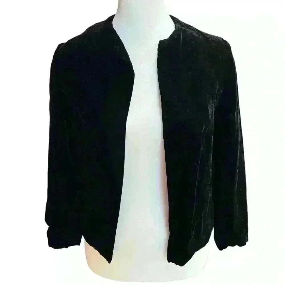 Vintage 50s 60s black velvet cropped bolero no size see measurements